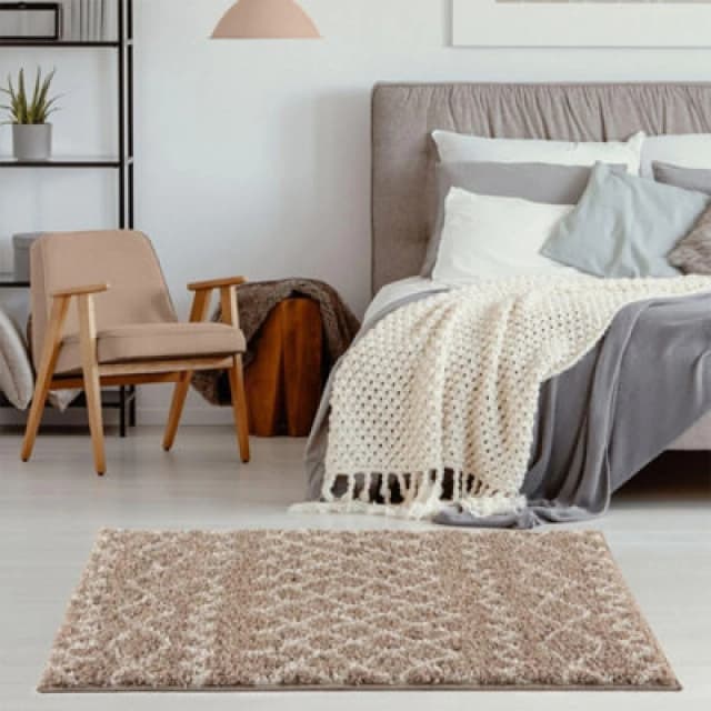 The Rugs Moroccan Beige Shaggy Living Room Rug 920