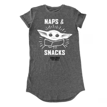 Mandalorian - Naps And Snacks Womens Large T-Shirt Dress - Grey
