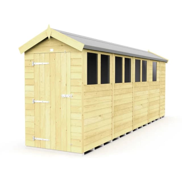 Flat Pack Sheds DIY Sheds 4 x 17 Apex Shed, Brown 4X17AFF