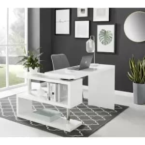Siena White High Gloss Rotating Computer Desk