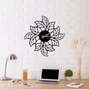 Glozis Leaves Clock Black Decorative Metal Wall Clock