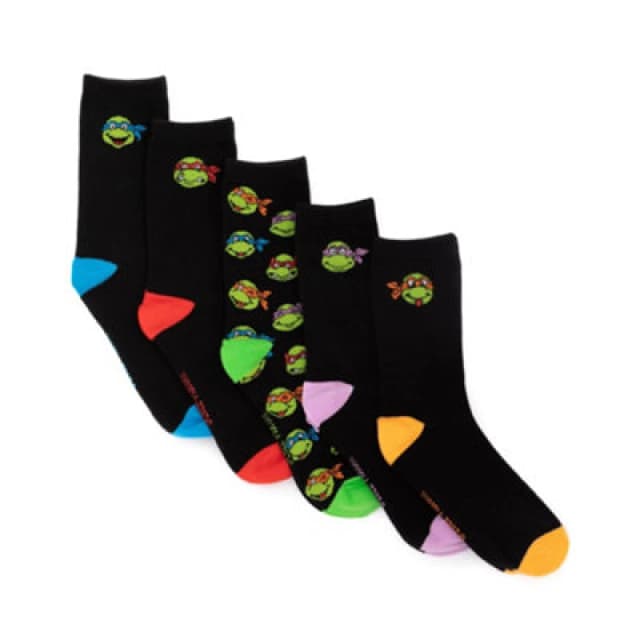 Teenage Mutant Ninja Turtles Calf Socks Set of 5 Black male