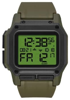 Nixon Regulus Surplus / Carbon Digital Green TPU Strap Watch