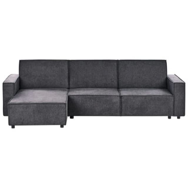 Beliani Corner Sofa Bed 3 Seater Romedal Ii Fabric Graphite Grey Right Hand