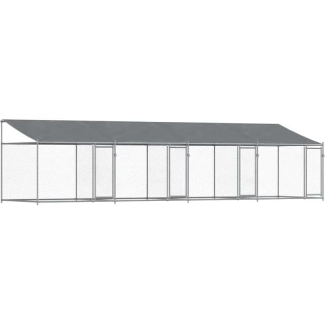 VIDAXL Dog Cage with Roof and Doors Grey 8x2x2 m Galvanised Steel Vidaxl 3209565