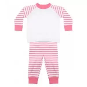 Larkwood Baby Boys/Girls Striped Pyjamas (0-6 Months) (Pale Pink/White)