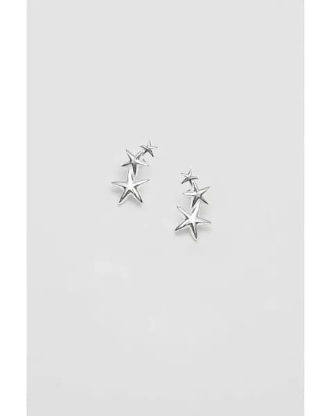Simply Silver Star Climber Earrings