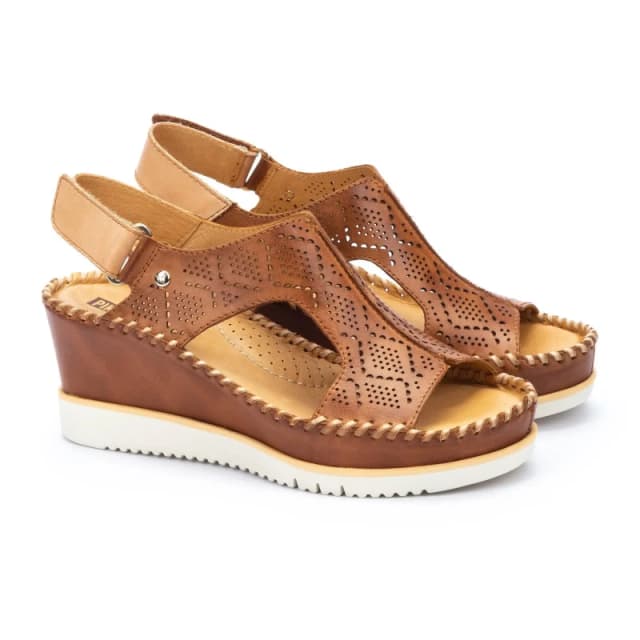 Pikolinos Aguadulce W3Z-1775C1 Leather Womens Hook and loop Sandals - Brandy - Size:UK 6-6.5
