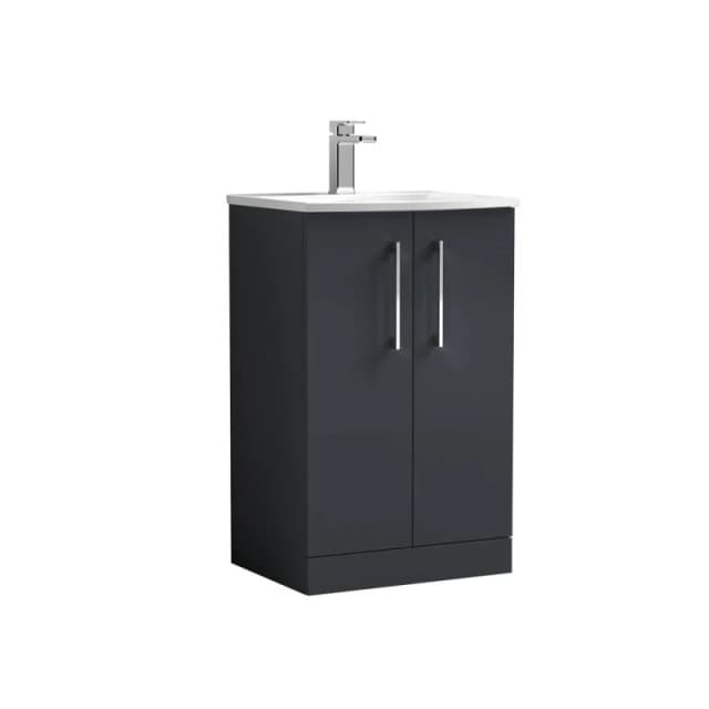 Balterley Bathroom 2-Door Floor-Standing Curved Vanity, Dark Grey, 500mm in Grey Grey Unisex