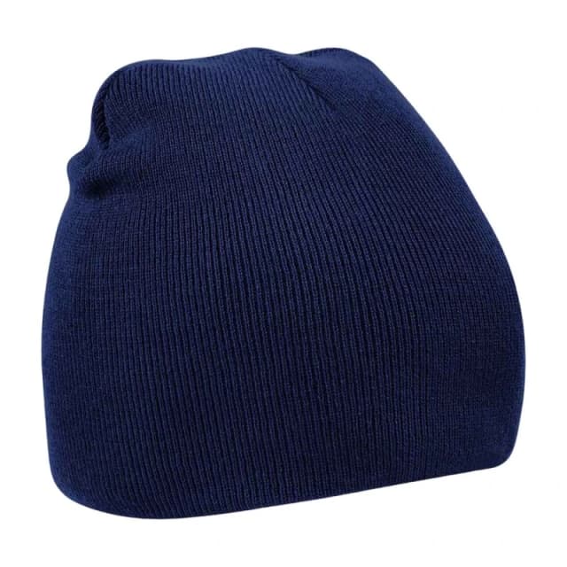 Beechfield Beechfield Men Plain Basic Knitted Winter Beanie Hat in Navy Navy One Size Male 5063425398744