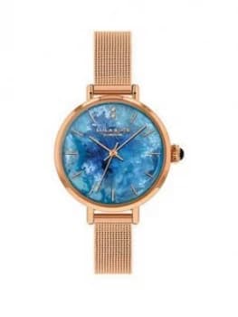 Lola Rose Lola Rose Blue Opal Diamond Dial Rose Gold Stainless Steel Mesh Strap Ladies Watch