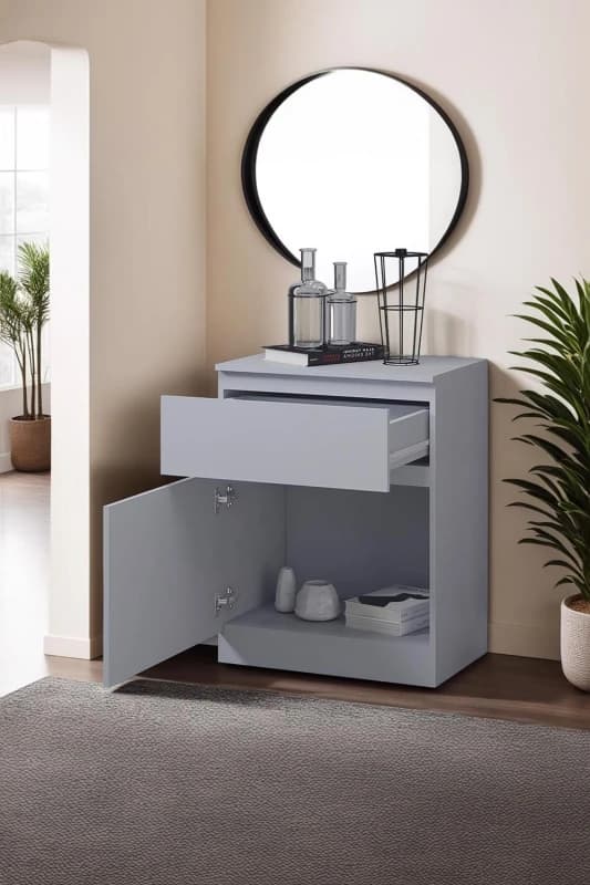 FWStyle FWStyle 1 Door 1 Drawer Matt Grey Multi Storage Unit Grey One Size Unisex 5056413124210