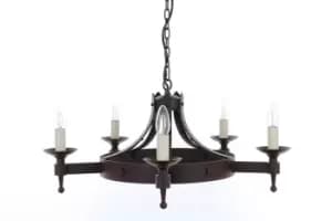 Saxon 5 Light Aged Iron Ceiling Pendant Light Pendant