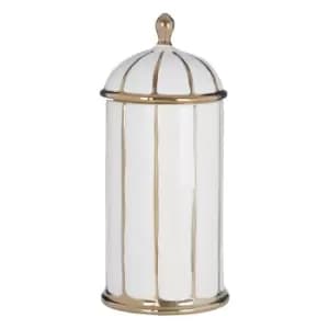 35cm Ceramic Jar in White/Gold Finish