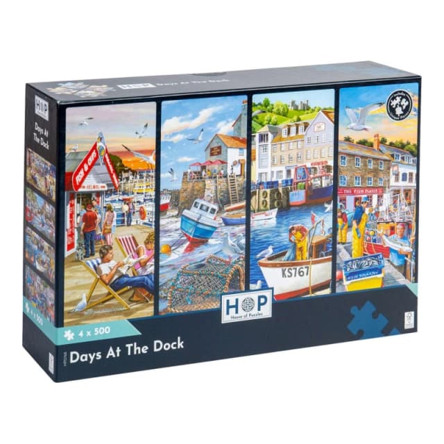 The House Of Puzzles Days At The Dock - 4 x 500 Piece Jigsaw Puzzles Multicolor Unisex 500 Piece