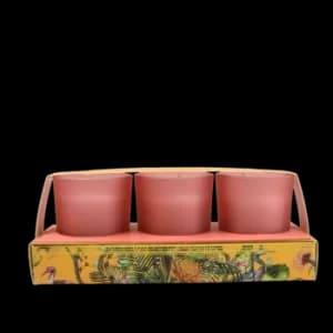 Candlelight Chinoiserie Set of 3 Wax Filled Candle Pots Oriental Lily Scent