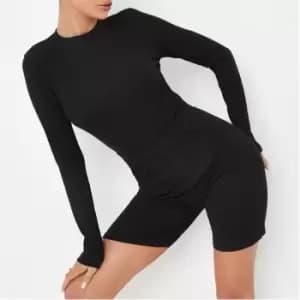 Missguided Rib Crew Neck Bodysuit - Black
