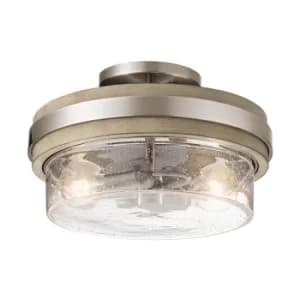 Kichler Grand Bank 2 Light Semi-Flush Mount Antique Grey