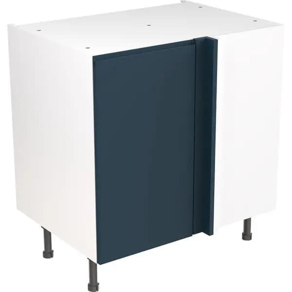 Kitchen Kit Flatpack J-Pull Kitchen Cabinet Base Blind Corner Unit Ultra Matt 800mm in Indigo Blue MFC