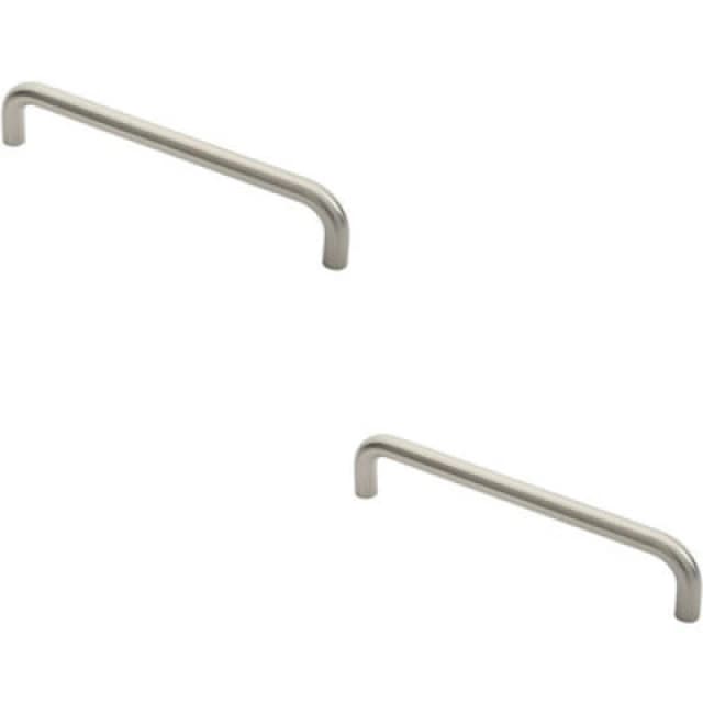 Loops 2x Round D Bar Pull Handle 319 x 19mm 300mm Fixing Centres Satin Stainless Steel Metallics unisex