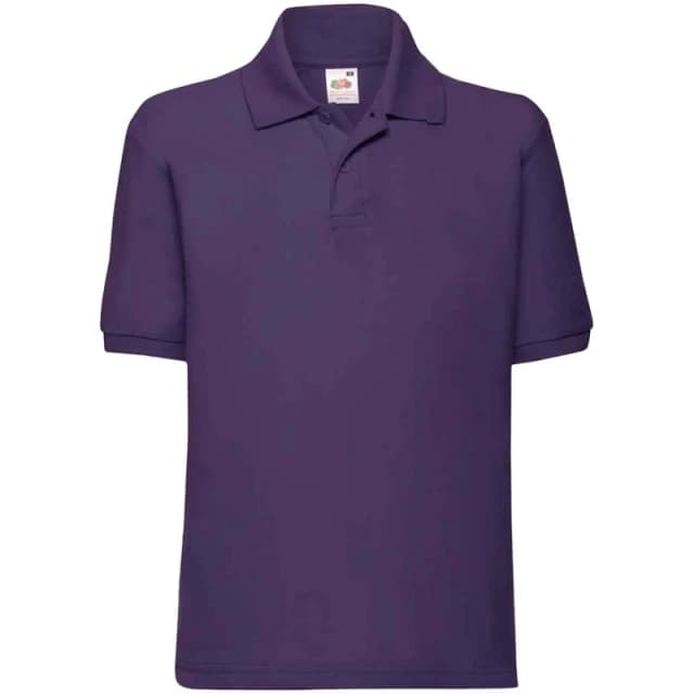 Fruit of the Loom Poly Cotton Pique Polo Shirt in Purple Size: 12-13 Years Purple Unisex 12-13 Years