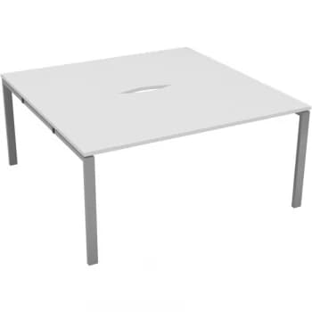 2 Person Double Bench Desk 1200X800MM Each - Silver/White
