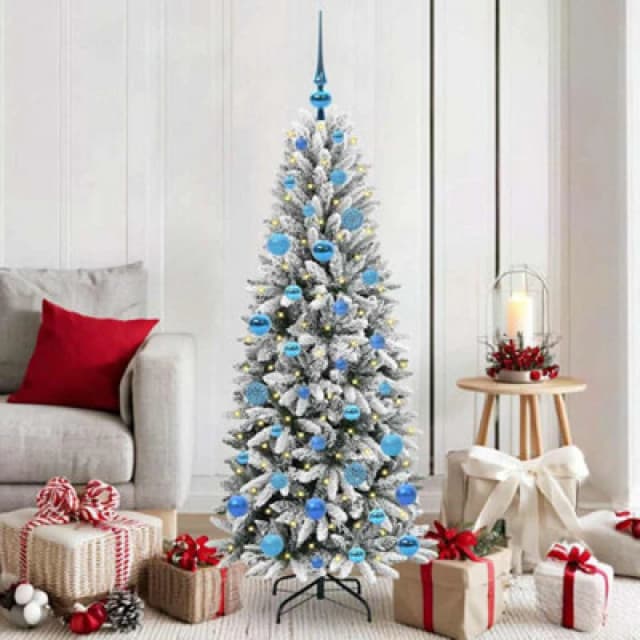 vidaXL Artificial Christmas Tree with 150 LEDs, Blue Balls White 63 x 63 x 150 cm, White 3396040