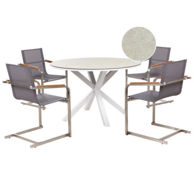 Beliani Garden Dining Set 4 Seater Maletto/cosoleto Metal Taupe