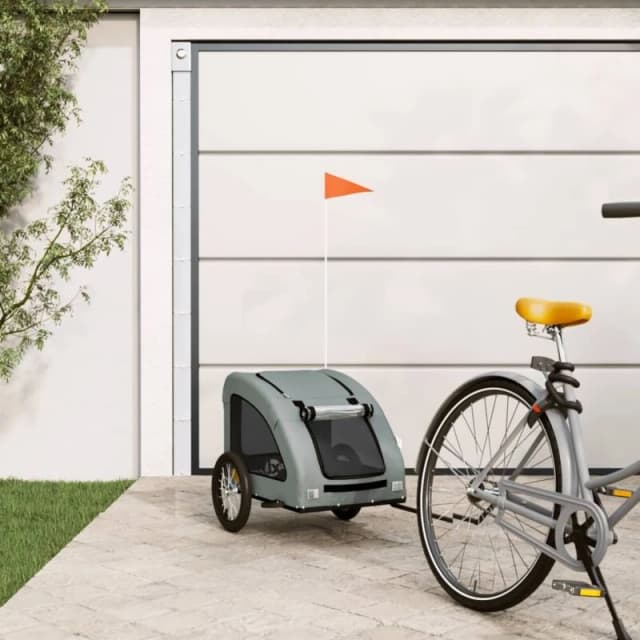 VIDAXL Pet Bike Trailer Grey Oxford Fabric and Iron Vidaxl 93958