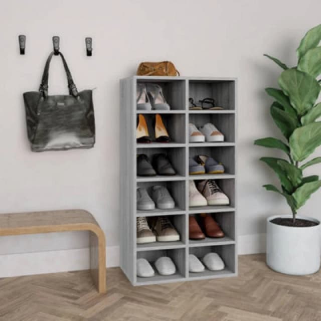 Vidaxl Shoe Rack Grey Sonoma 54X34X100.5cm Engineered Wood