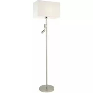Loops - Floor Lamp Light Matt Nickel & Vintage White Fabric 60W E27 & 2W led