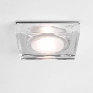 1 Light Square Bathroom Ceiling Downlight Polished Chrome IP65, GU10