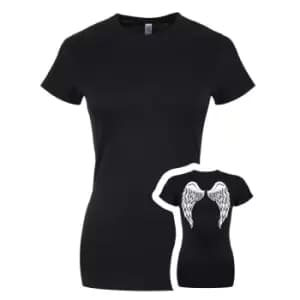 Grindstore Womens/Ladies Angel Wings T-Shirt (M) (Black)