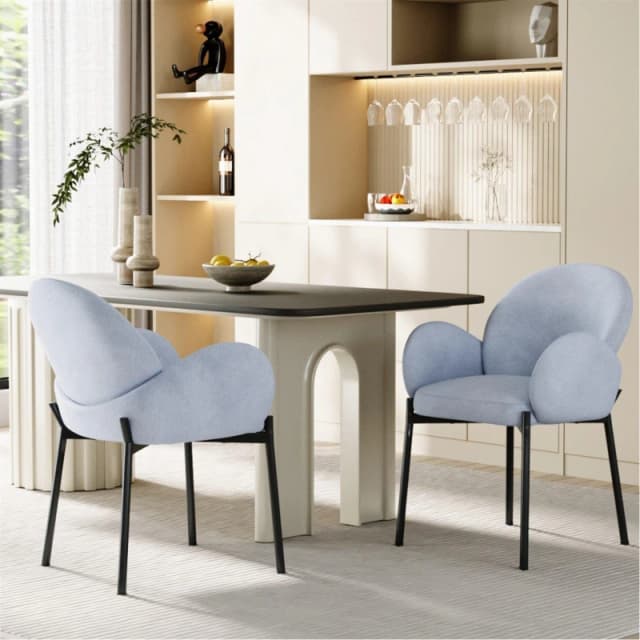 Kabinet UK 2 Set Upholstered Dining Chairs with Armrest Grey unisex One Size