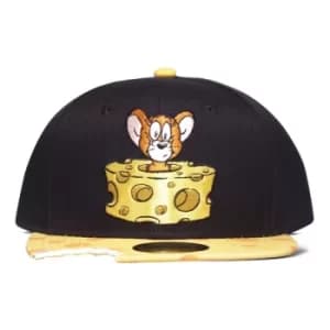 TOM & JERRY Jerry Cheese Bite Snapback Baseball Cap, Unisex, Black/Yellow (SB370555TOM)