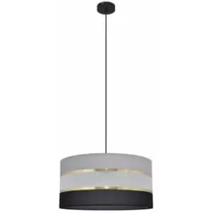 Helam Helen Cylindrical Pendant Ceiling Light Black, Gold, Grey 40cm