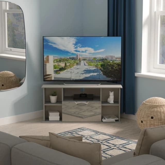 Ready Assembled 2 U Holborn Corner TV Unit (Ready Assembled) in Mid Grey Mid Grey Unisex