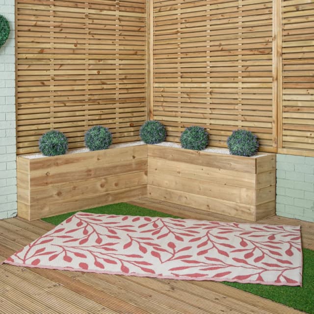 1.5m x 2.1m Red Ochre Leaves Large Outdoor Alfresco Patio Rug Mat