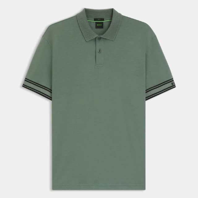 Boss Zone Stripe Cuff Polo Shirt Green male S