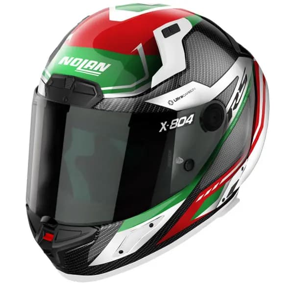 Nolan X-804 RS Ultra Carbon Maven 017 White Red Green Full Face Helmet Size S