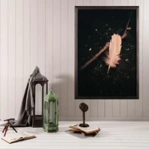 White Feather XL Multicolor Decorative Framed Wooden Painting