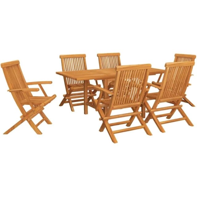 VIDAXL 7 Piece Garden Dining Set Solid Teak Wood Vidaxl 8720286227329