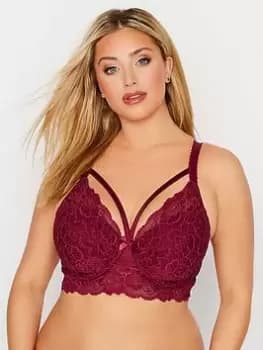 Yours Longline Two Tone Strappy Bra - Red, Size 40C, Women