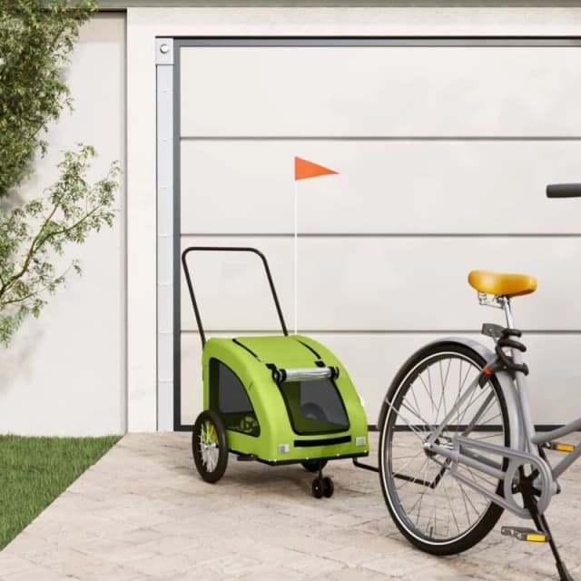 VIDAXL Pet Bike Trailer Green Oxford Fabric and Iron Vidaxl 8720845770686