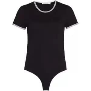 Calvin Klein Jeans Logo Trim Short Sleeve Bodysuit - Black