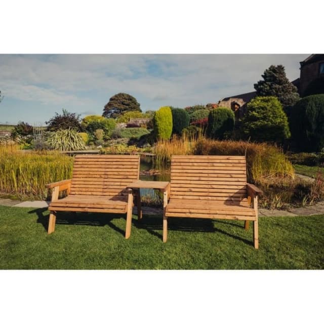 Churnet Valley Garden Furniture Ltd Valley 4 Seat Set 2X2B Straight Tray - Timber - Fully Assembled in Brown Brown Unisex