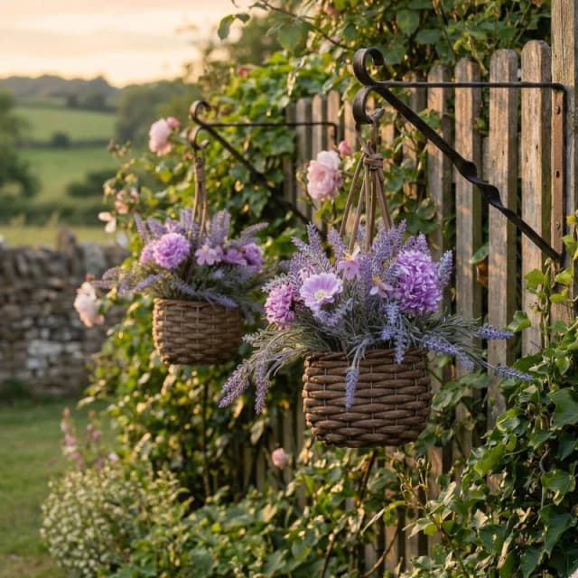 Scottish Everlastings Ltd Set of 2 Outdoor 34cm Hanging Baskets Lilac in Purple Purple Unisex
