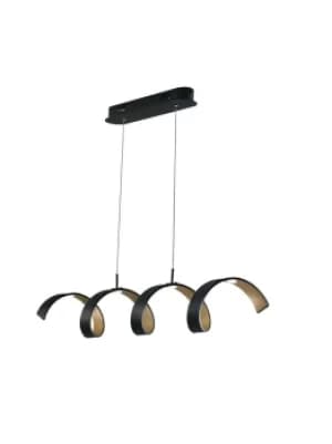 HELIX LED Swirl Pendant Ceiling Light Black, Gold 1600lm 3000K 80x13.5cm