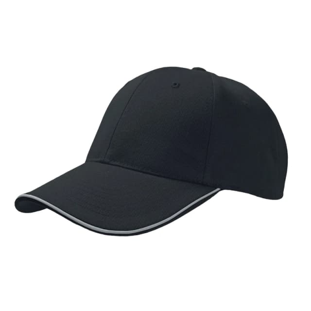 Atlantis Womens Reflect 6 Panel Reflective Piping Baseball Cap in Black Female One Size