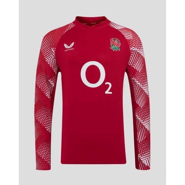Castore England Rugby Pre Match Drill Top 2025 Adults Red/White male S